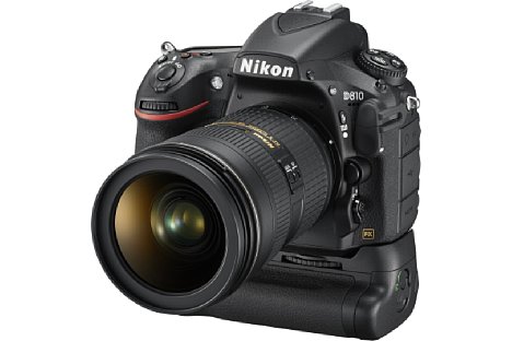 Bild Nikon D810 mit 24-70mm-Objektiv und Batteriegriff. [Foto: Nikon]