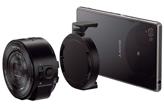 Bild Sony SmartShot DSC-QX10 mit Adpater auf Xperia Z 1 [Foto: Sony]