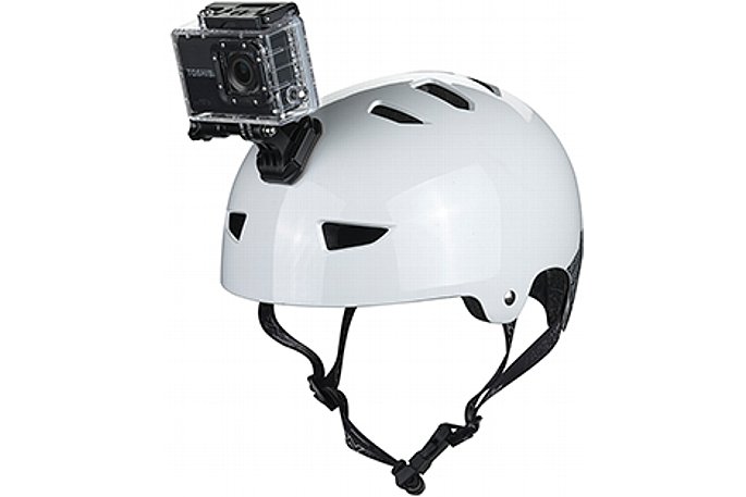 Bild Zum sicheren Fixieren des Camcorders am Kopfschutz wird Toshiba Camileo X-Sports mit einer Halterung für Mikroschalen-Helme geliefert. [Foto: Toshiba]