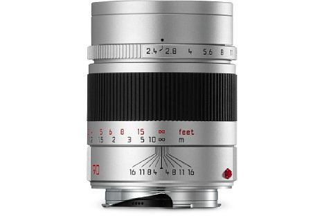 Bild Für die silbernen Varianten der Leica Summarit-M wie hier das 1:2.4/90 mm zahlt man 50 Euro mehr. [Foto: Leica]