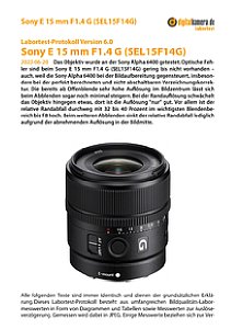 Sony E 15 mm F1.4 G (SEL15F14G) mit Alpha 6400 Labortest, Seite 1 [Foto: MediaNord]