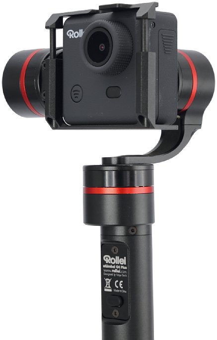 Bild Der 3-Achsen-Stabilisator Rollei eGimbal G4 Plus passt universell für alle Actioncams (ohne Gehäuse) mit einer Bauhöhe von 33 bis 51 mm. [Foto: Rollei]
