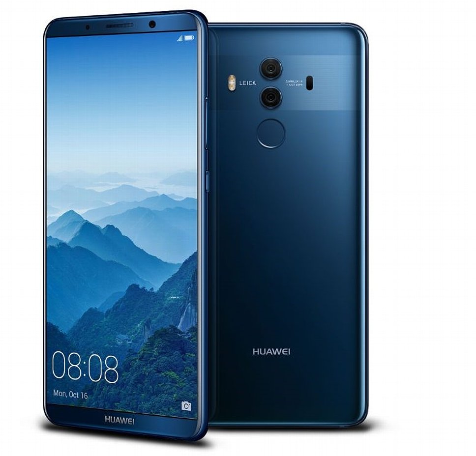 Bild Huawei Mate 10 in Blau (Midnight Blue) von vorne und hinten. Vorder- und Rückseite bestehen komplett aus Glas. [Foto: Huawei]