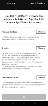 Bild Fujifilm XApp – Vierter Schritt: Berechtigungen erteilen. [Foto: MediaNord]
