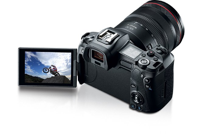 Bild Der 3,2-Zoll große Touchscreen-Monitor der Canon EOS R ist frei schwenkbar und auch um 270 Grad drehbar. [Foto: Canon]