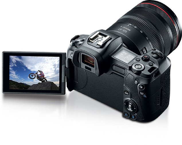 Bild Der 8 cm große Touchscreen der Canon EOS R ist frei schwenkbar und um 270 Grad drehbar. [Foto: Canon]