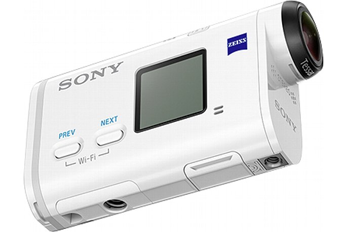 Bild Die Sony FDR-X1000V hat ein Stativgewinde direkt am Kameragehäuse (links im Bild, mit Aussparung für einen "Video-Pin"). [Foto: Sony]