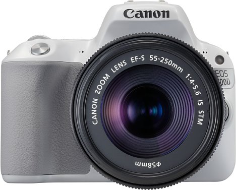 Bild Ab Ende Juli 2017 ist die Canon EOS 200D in den Farben Schwarz, Weiß (hier zu sehen) und Silber für knapp 600 Euro erhältlich. Das Set mit dem ebenfalls abgebildeten EF-S 18-55 IS STM kostet 100 Euro mehr. [Foto: Canon]