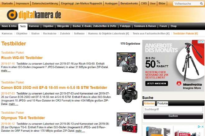 Bild Die neue Testbilder-Rubrik auf digitalkamera.de finden Sie als Unterrubrik unter dem Reiter "Tests". [Foto: MediaNord]
