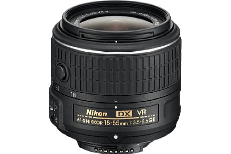 Bild Das neue Setobjektiv Nikon AF-S 18-55 mm 3.5-5.6 DX VR G II präsentiert sich nicht nur im neuen Design, sondern fällt auch deutlich schlanker aus als das Vorgängermodell. [Foto: Nikon]