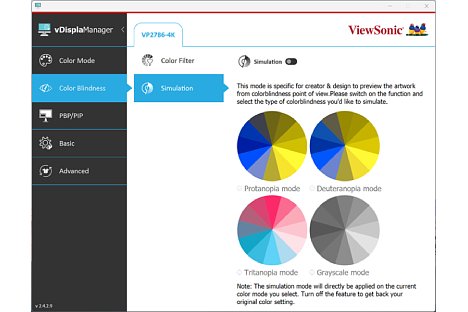 Bild Mit dem ViewSonic vDisplayManager können verschiedene Anpassungen für Farbsehschwächen vorgenommen werden. [Foto: MediaNord]
