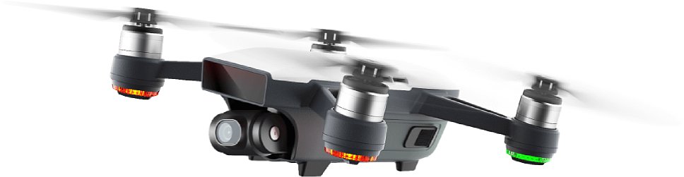 Bild Der 2D-Gimbal der DJI Spark Drohne hält die Kamera stabil horizontal ausgerichtet und ermöglicht zudem vertikale Schwenks. [Foto: DJI]