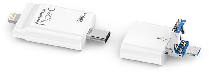 Bild PhotoFast iType-C: Der Micro-USB-Stecker versteckt sich im größeren Typ-A-Stecker und kommt nur bei Bedarf zum Vorschein. [Foto: PhotoFast]