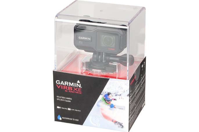 Bild Die Garmin Virb XE in der bei Actioncams generell weit verbreiteten Vitrinen-Verkaufsverpackung. [Foto: MediaNord]