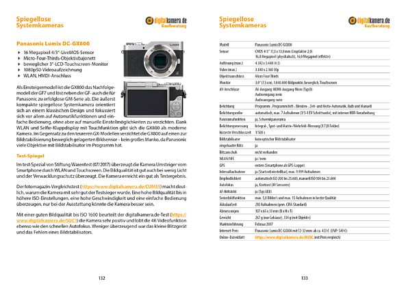 Bild In der neuen Ausgabe sind die Kameras zueinander größenrichtig abgebildet. Die Panasonic Lumix DMC-GF7 ist die derzeit kleinste spiegellose Systemkamera. Noch kleiner waren seinerzeit die Kameras der leider nicht mehr erhältlichen GM-Serie von Panasonic. [Foto: MediaNord]