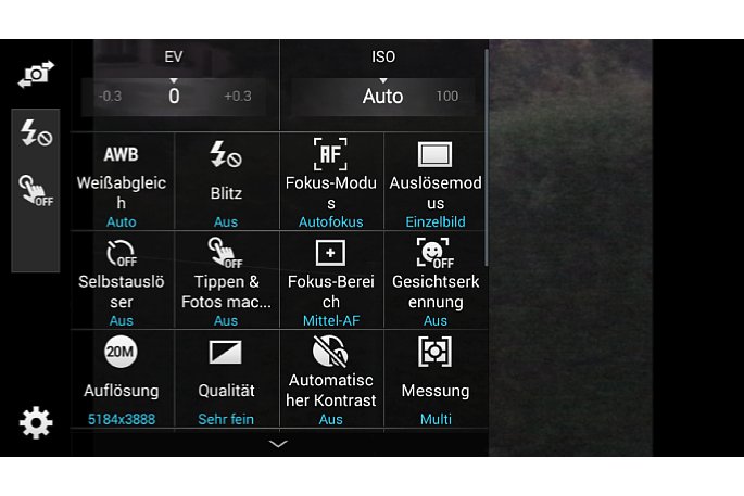 Bild Die Kamera-App des Samsung Galaxy K Zoom bietet viele Einstellmöglichkeiten. [Foto: MediaNord]