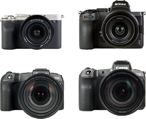 Bild Die Sony Alpha 7C, Nikon Z 5, Canon EOS RP und Canon EOS R im Größenvergleich. [Foto: MediaNord]