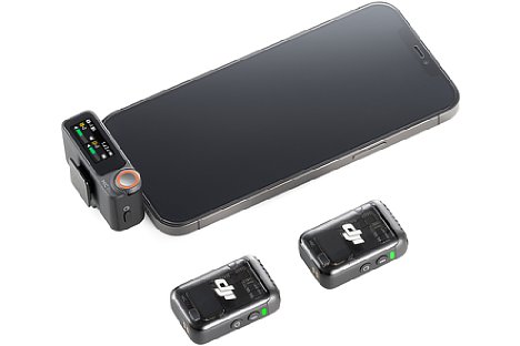 Bild Über mitgelieferte Adapterstecker lässt sich der Empfänger des DJI Mic 2 auch mit Smartphones mit USB-C-Buchse oder mit Apple Lightning-Buchse verbinden. [Foto: DJI]