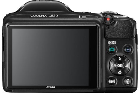 Bild Der neigbare 7,5cm-Bildschirm der Nikon Coolpix L830 löst 921.000 Bildpunkte auf. [Foto: Nikon]