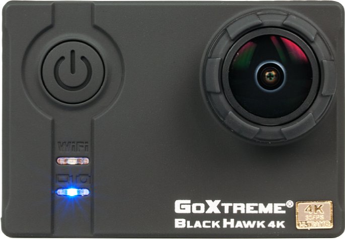 Bild Die blauen Status-LEDs der Easypix GoXtreme Black Hawk 4K sind auch bei hellem Umgebungslicht gut erkennbar. [Foto: MediaNord]