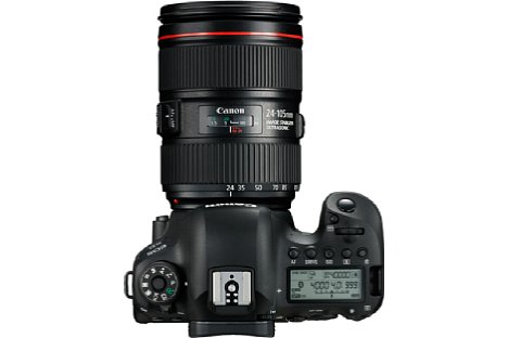 Bild Auf der Oberseite besitzt die Canon EOS 6D Mark II ein beleuchtetes LC-Display, das wichtige Aufnahmeinformationen anzeigt. [Foto: Canon]