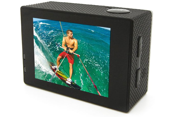 Bild Fast die gesamte Rückseite der Easypix GoXtreme Vision 4K Ultra HD Actioncam wird von dem 2 Zoll großen Farbmonitor eingenommen. [Foto: GoXtreme]