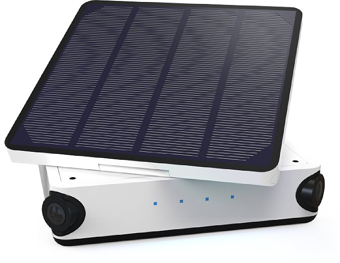 Bild Die eingebaute dreh- und schwenkbare Solarzelle des Enlaps Tikee sorgt dafür, dass dem Gerät bei Langzeit-Aufzeichnungen nicht der Saft ausgeht. [Foto: Enlaps]