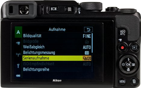 Bild Das Menü der Coolpix A1000 ist übersichtlich und leicht navigierbar. Im Gegensatz zum Vorgängermodell A900 besitzt die A1000 zudem einen elektronischen Sucher. [Foto: MediaNord]