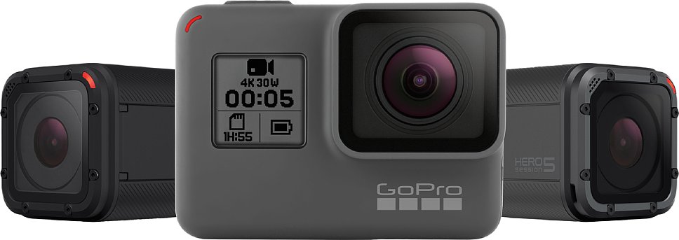 Bild Das aktuelle Kamerasortiment von GoPro besteht nur noch aus der bisherigen GoPro Hero Session (links) und den beiden neuen Modellen GoPro Hero5 Black (Mitte) und GoPro Hero5 Session (rechts). [Foto: GoPro]