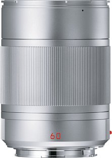 Bild Das APO-Macro-Elmarit-TL 1: 2,8 60 mm Asph., hier in der silbernen Ausführung, ist eines der ganz wenigen Makroobjektive, die Leica anbietet. Die stattliche Länge von 8,5 Zentimetern lässt sich durch den Innenfokus erklären. [Foto: Leica]
