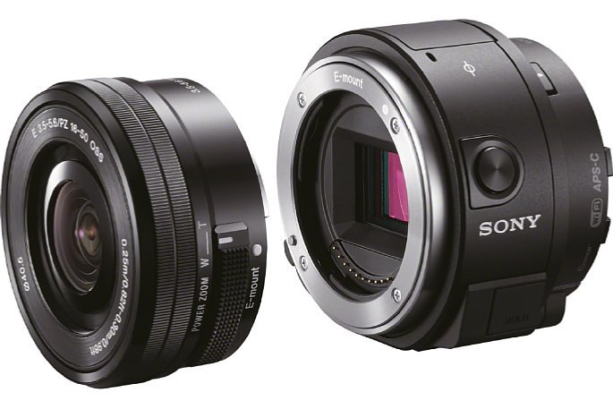 Bild Bei der Sony ILCE-QX1 ist das Objektiv wechselbar. Damit lassen sich alle Objektive mit Sony E-Mount (ehemalige NEX-Produktlinie, heute auch Alpha genannt) verwenden. [Foto: Sony]
