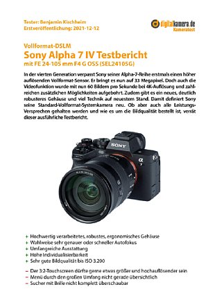 Testbericht: Sony Alpha 7 IV (Premium-Version), Seite 1 [Foto: MediaNord]