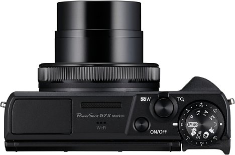 Bild Programmwahl- und Belichtungskorrekturrad sitzen bei der Canon PowerShot G7 X Mark III übereinander auf der Kameraoberseite. [Foto: Canon]