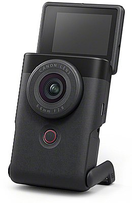 Mit dem eingebauten Standfuß kann Canon PowerShot V10 bequem positioniert werden. [Canon]