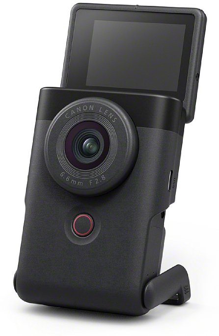 Bild Mit dem eingebauten Standfuß kann Canon PowerShot V10 bequem positioniert werden. [Foto: Canon]