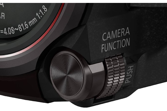 Bild Das "Camera Function" genannte Drehrad des Panasonic HC-WX875 und HC-WX979 läuft ölgedämpft sehr sanft und ist eine recht gute Alternative zu dem sonst üblichen Objektivring. Ein Druck auf Rädchen (mit gutem Druckpunkt) entspricht einem Tastendruck. [Foto: Panasonic]