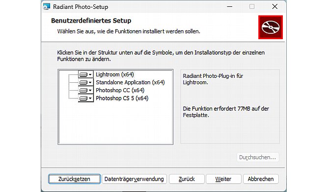 Bild In diesem Dialogfenster können Sie auswählen, bei welcher Software das Radiant Photo Plugin registriert wird. [Foto: MediaNord]