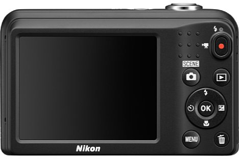 Bild Auch das rückwärtige LC-Display der Nikon Coolpix A10 ist identisch zu dem der A100: 6,7 Zentimeter groß und 230.000 Bildpunkte auflösend. [Foto: Nikon]