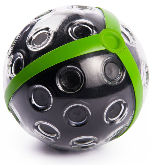 Bild Die Panono Panoramic Ball Camera soll mit markanten grünen oder dezenten schwarzen Streifen erhältlich sein. [Foto: Panono]