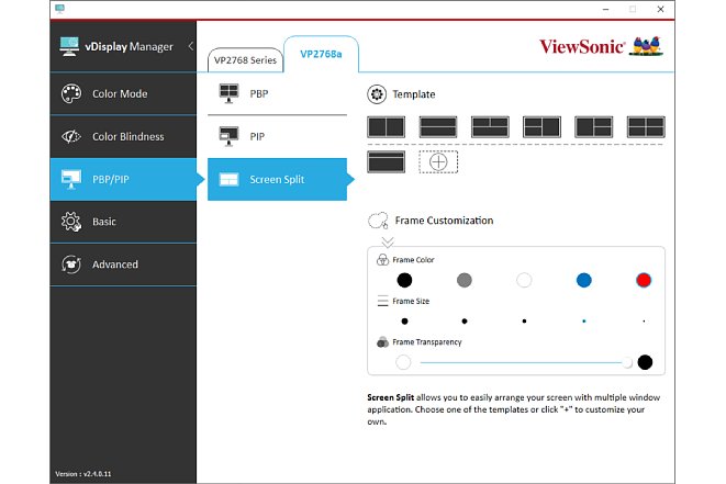 Bild Mit der Splitscreen-Funktion lassen sich Anwendungen in individuell aufteilbare Bereiche des ViewSonic VP2768A positionieren. [Foto: MediaNord]