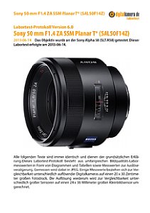 Sony 50 mm F1.4 ZA SSM Planar T* (SAL50F14Z) mit Alpha 58 (SLT-A58) Labortest, Seite 1 [Foto: MediaNord]