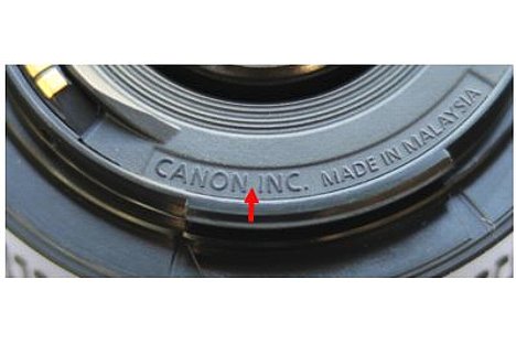 Bild So sieht der Schriftzug des echten Canon EF 50mm f/1.8 II aus. [Foto: Canon]