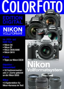 Bild ColorFoto Digital Edition – Nikon Vollformatsystem. Das E-Paper umfasst 63 Seiten und kostet 7,99 Euro. [Foto: ColorFoto]