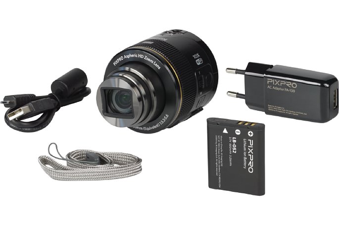Bild Im Lieferumfang der Kodak Pixpro SL10 sind Kabel, Akku, Steckerladegerät und Akku. [Foto: MediaNord]