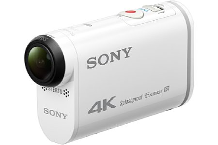 Ein großer 4K-Aufdruck an der Seite der Sony FDR-X1000V weißt auf deren hohe Video-Auflösung hin. [Foto: Sony]