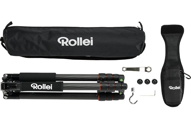 Bild Zum Lieferumfang des Rollei C6i Carbon gehört eine Tasche, ein Werkzeug, Ersatzgummifüsse sowie eine Gürtelhalterung und einen Taschenhaken zum einschrauben. [Foto: Rollei]