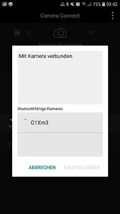 Bild Nachdem die Bluetooth-Funktion aktiviert wurde, zeigt die App eine Übersicht der Kameras, die sich bereits für eine Kopplung in der Nähe des Smartgeräts aufhalten. [Foto: Medianord]