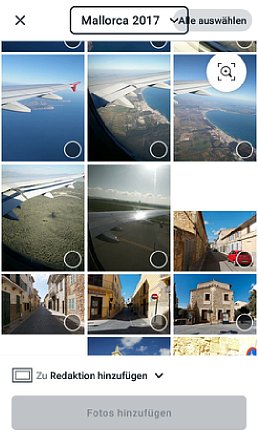 Bild Die Google-Photos-Integration erlaubt es, Alben zu durchsuchen und daraus einzelne Fotos zum Rahmen hinzuzufügen. Zudem ist es möglich, ganze Alben auszuwählen. [Foto: MediaNord]