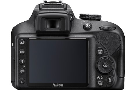Bild Der 7,5 Zentimeter große Monitor ermöglicht der Nikon D3400 eine Live-View-Funktion samt Gesichtserkennung und Vidoaufnahme in Full-HD. [Foto: Nikon]