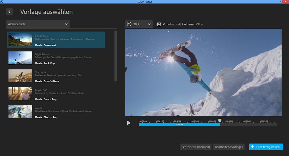 Bild Mit Fastcut produzierst du hochwertige Videos innerhalb weniger Sekunden – nun auch für Windows 10 (dargestellt) und Tablets. [Foto: Magix]